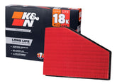K&N engine air filter front view showing flange and shape for easy replacement