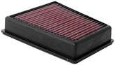K&N filter front view showing shape and fit for easy installation, improving airflow
