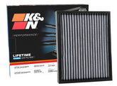 K&N front view cabin filter showing shape and fit for quick replacement benefit