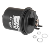 K&N PF-1200 front view showing compact fuel filter protecting injectors