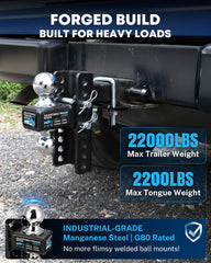 Kohree close-up of 2" and 2-5/16" hitch balls showing versatility