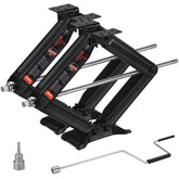 Kohree front view of two stabilizer jacks showing robust steel construction and easy storage benefit