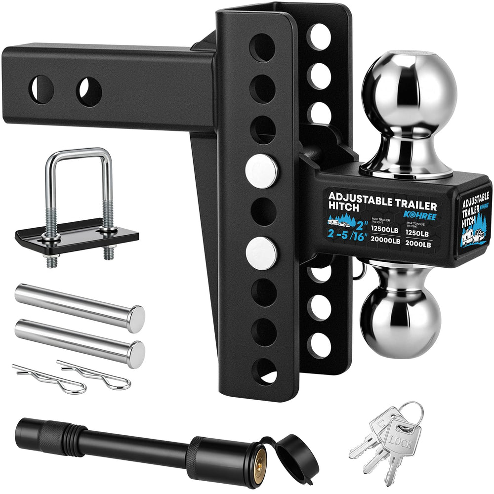 Kohree front view of adjustable hitch showing overall design and durability