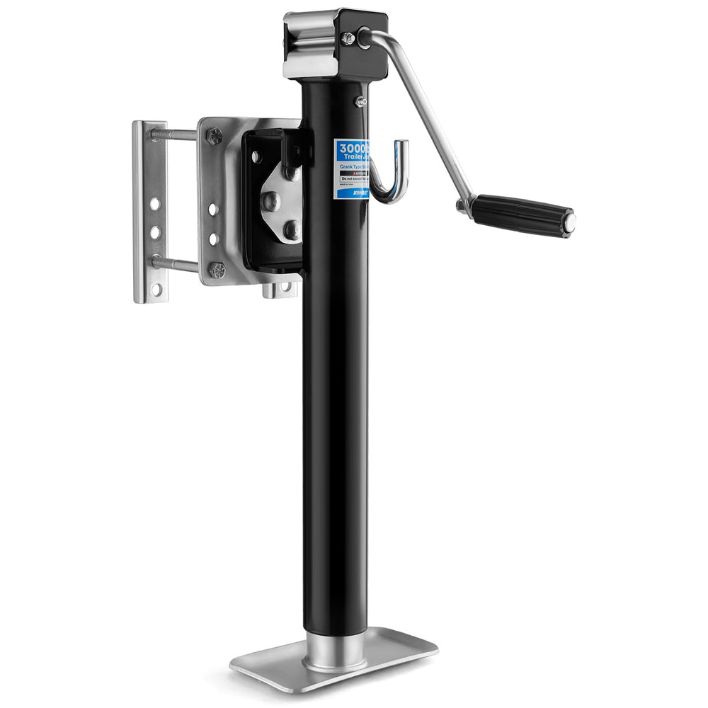 Kohree front view of bolt-on trailer jack showing sturdy build and easy install benefit
