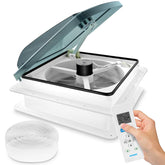 Kohree front view installed on RV roof showing strong airflow benefit