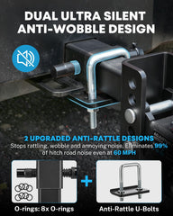 Kohree locking hitch pin detail providing theft-resistance benefit