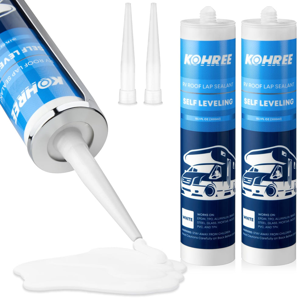 Kohree front pack view showing label and two white sealant bottles, clear product ID