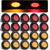 Konrali front view of amber and red markers showing compact finish and clear lens benefit
