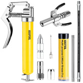 KOOPOOL mini grease gun front view showing compact design and portability