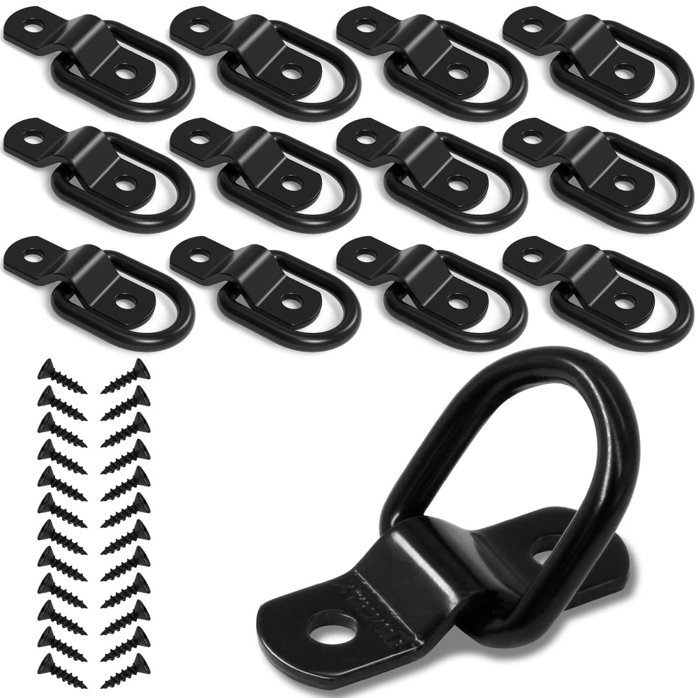 KOPKIO front view showing full 12-piece D-ring kit for reliable cargo anchoring