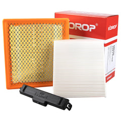 KOROP front view of engine air filter and packaging showing compatible fitment benefit