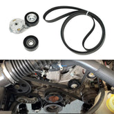 Kozlira kit front view showing belt tensioner idler and belt for easy identification and fitment