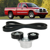Kozlira front assembly showing tensioner and belt, restores reliable accessory drive
