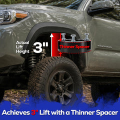 KSP PERFORMANCE spacers installed on Tacoma front demonstrating raised clearance