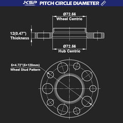 KSP PERFORMANCE side profile of spacer installed on wheel illustrating added offset benefit