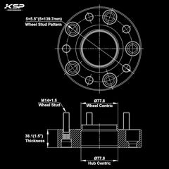 KSP PERFORMANCE side profile highlighting 1.5 inch thickness and outward offset benefit for clearance
