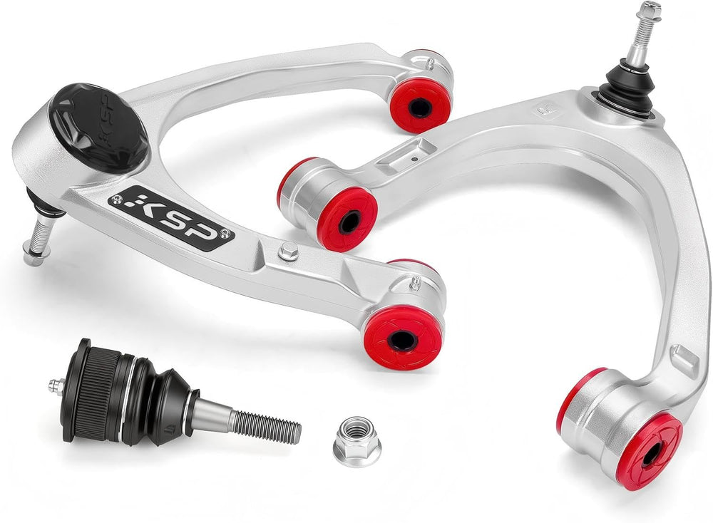 KSP PERFORMANCE front view of upper control arm showing robust fit and improved geometry