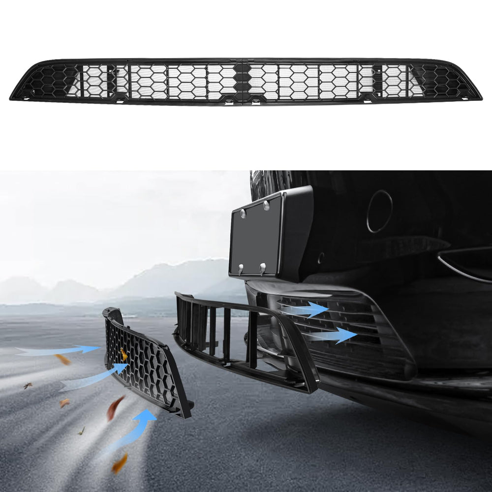 KUNIST grille mesh insert front view showing fit on Tesla Model Y for protection