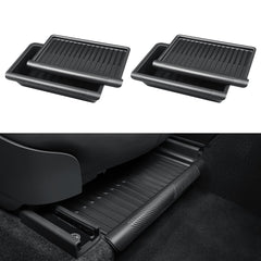 KUNIST front view of under seat storage boxes showing tidy organization benefit