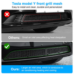 KUNIST grille installed on Tesla Model Y front demonstrating seamless OEM-like fit