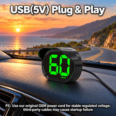 KUOWEIHUD mounted on car dashboard illustrating easy installation and visibility