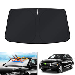 KUST front view showing custom-fit shade on Audi Q5 windshield and easy protection
