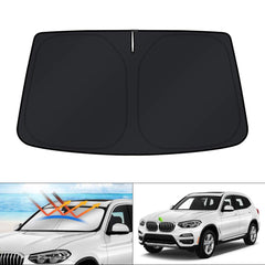 KUST front view installed on BMW X3 windshield showing full coverage benefit