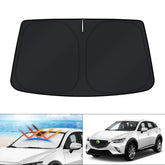 KUST front view of fitted sunshade showing full windshield coverage and neat edges