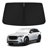 KUST front view of CX-90 sun shade showing full windshield coverage and protection