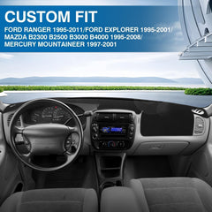 KUST dash cover installed in Ford Ranger reducing windshield glare