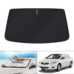 KUST front view of custom Camry windshield shade showing full coverage benefit