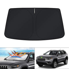 KUST front packaging showing Cherokee-specific fit and full windshield coverage benefit