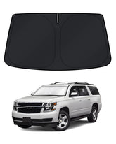 KUST front view of folded sun shade showing brand and compact convenience