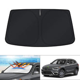 KUST front view on BMW X1 windshield showing full coverage and cooling benefit
