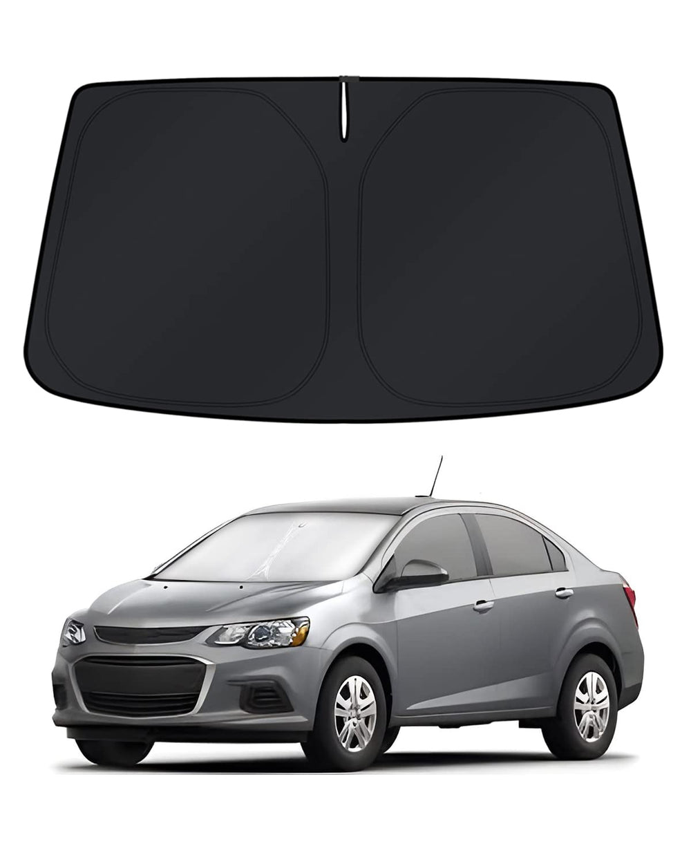 KUST front view installed in Chevrolet Sonic blocking sun and keeping cabin cool