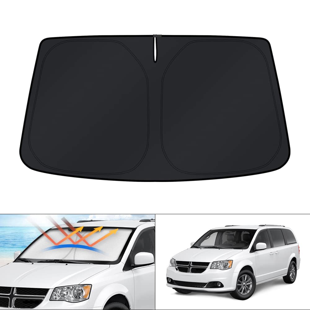 KUST front view on Caravan windshield showing full coverage and sun protection