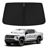 KUST front view on Silverado EV windshield showing full coverage and cooling benefit