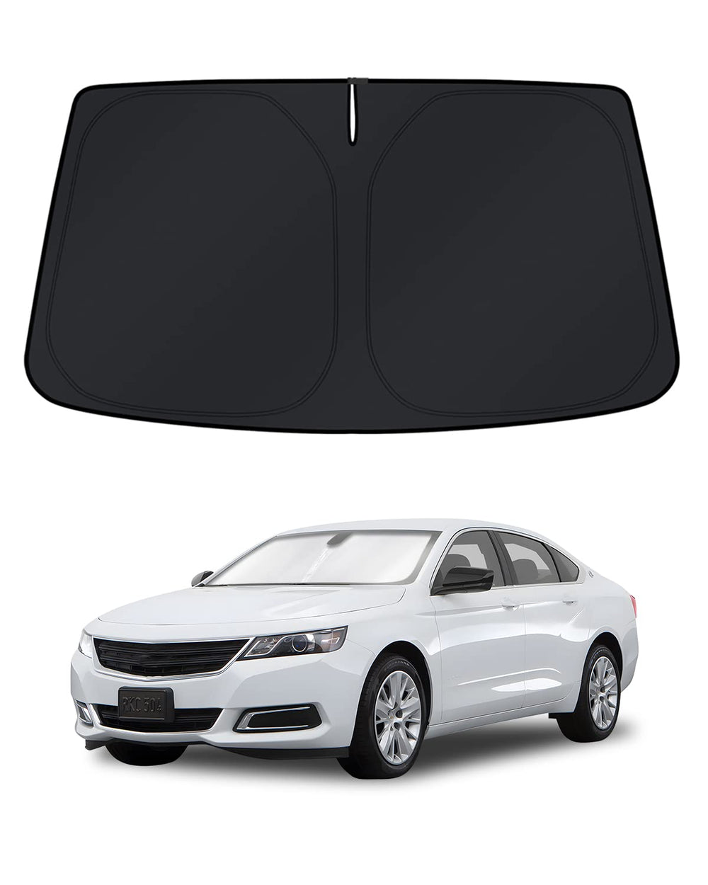 KUST front view of shade on windshield showing full coverage and protection