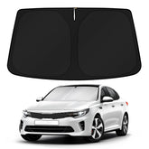 KUST front view sun shade fitted to Kia Optima windshield reduces cabin heat