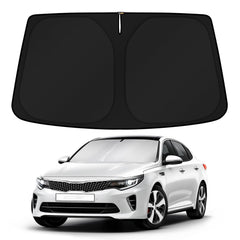 KUST front view sun shade fitted to Kia Optima windshield reduces cabin heat