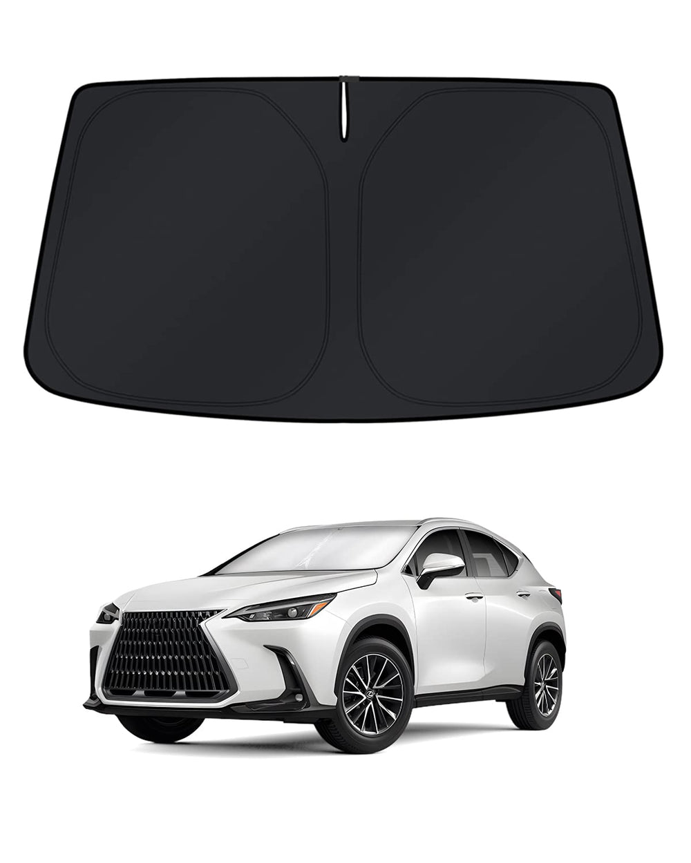 KUST front view of shade packaging showing fit for Lexus NX and easy benefits