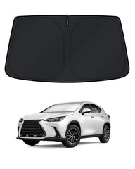 KUST front view of shade packaging showing fit for Lexus NX and easy benefits
