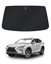 KUST sunshade installed front view showing full windshield coverage and heat reduction