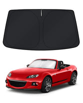 KUST front view showing custom fit on Mazda Miata windshield and sun protection