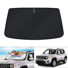 KUST front packaging showing custom-fit shade for Jeep Renegade and easy identification