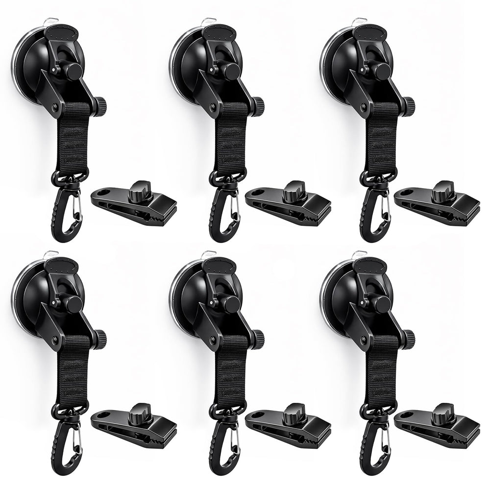 KVNTOOLS front pack showing six suction hooks and tarp clips, convenient kit