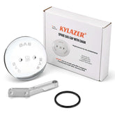 Kylazer front view zinc alloy gas cap showing durable finish and secure seal
