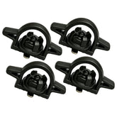 Kyumvio front view of four bed cleat anchors, showing fit and restore functionality
