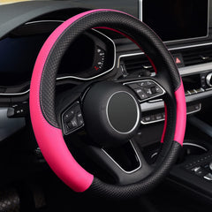 LABBYWAY front view of pink steering wheel cover showing shape and fit, stylish accent