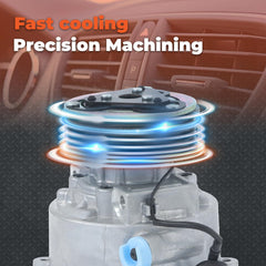 labwork compressor clutch close-up highlighting 6-groove design for correct belt alignment